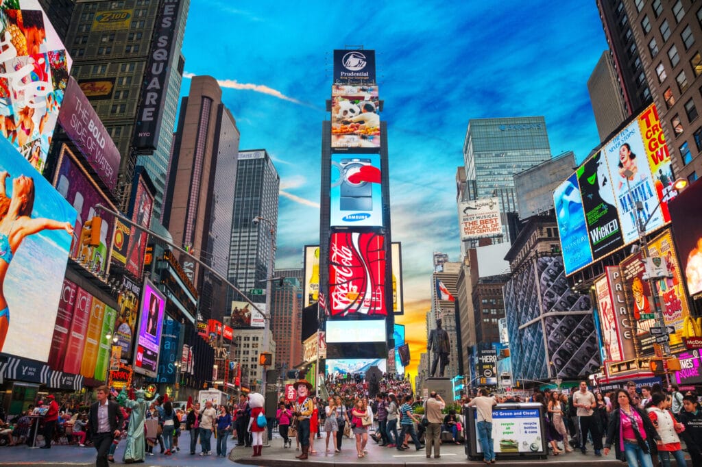 NEW YORK CITY - MAY 11: Times Square with tourists on May 11, 2013 showing how crucial brand identity is for businesses.